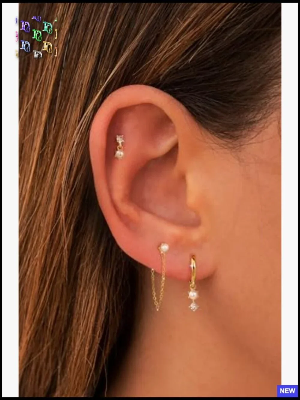 14K Gold Plated Pearl Drop Dangle Huggie Hoop Earrings Set for Multiple